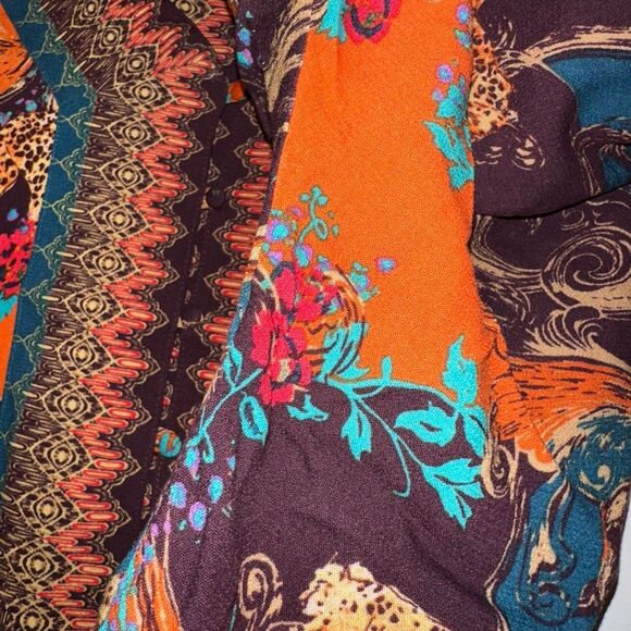 Free People Catch Me If You Can Boho Oversized Top Tie Sleeve Small EUC - Picture 4 of 11